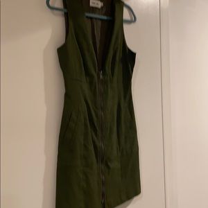 Hunter Green Fitted ZIP Up Dress